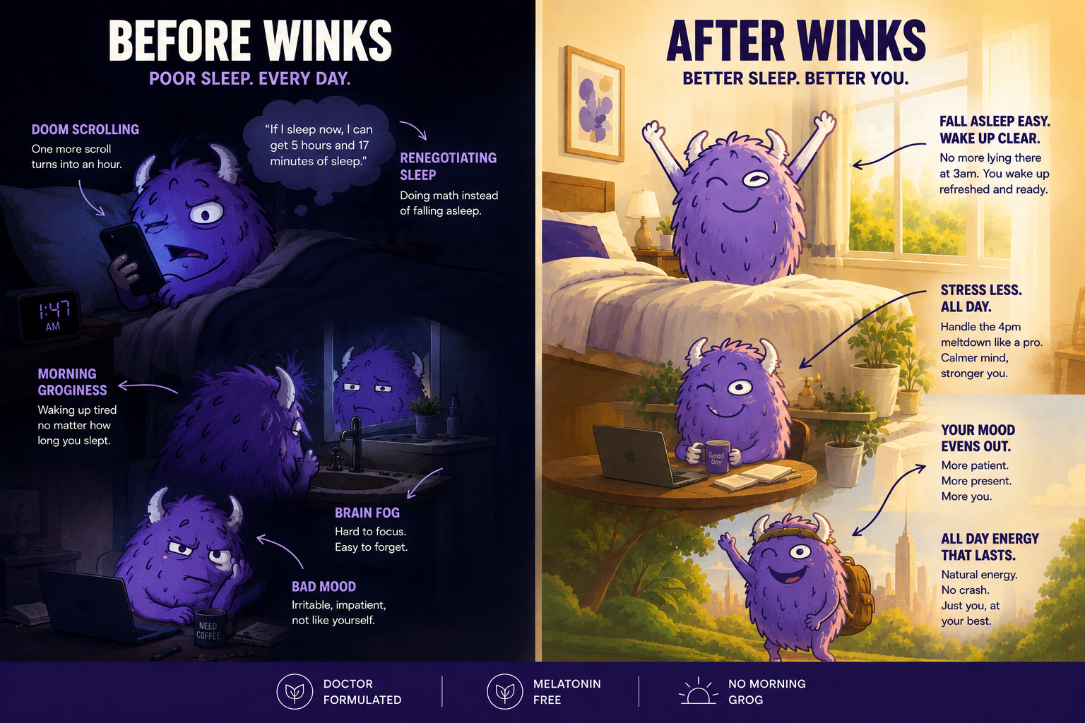 Winks before and after comparison ad