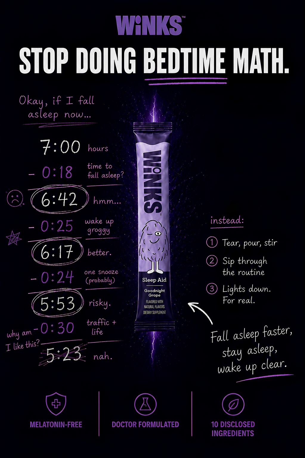 Winks bedtime math static ad